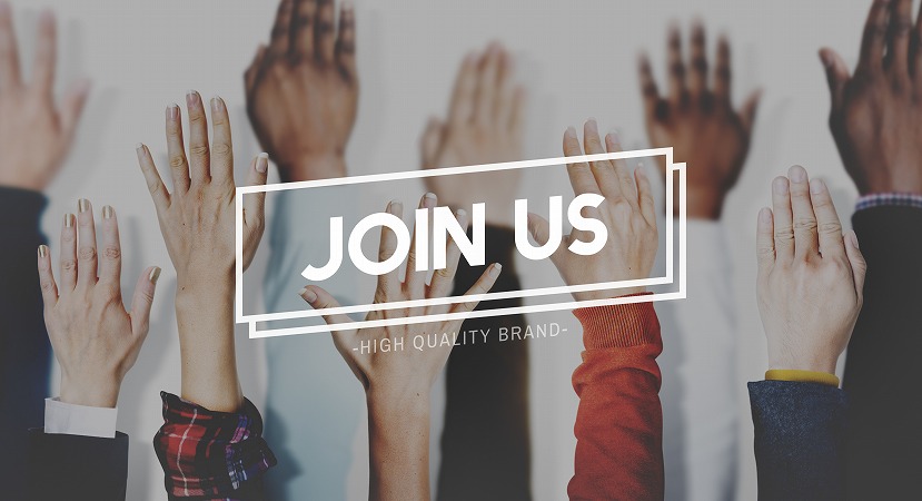 JOINUSの文字と挙手